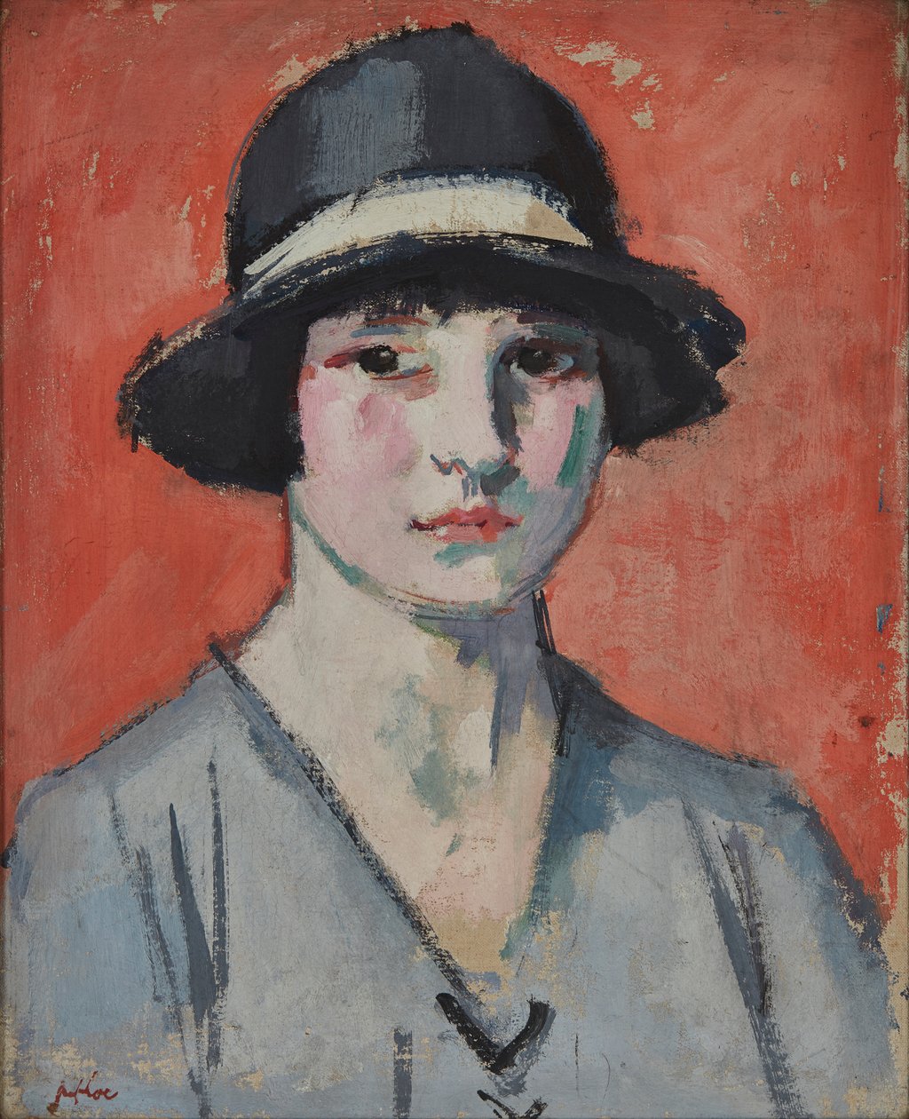 Den sorte hat (olie på lærred) af Samuel John Peploe