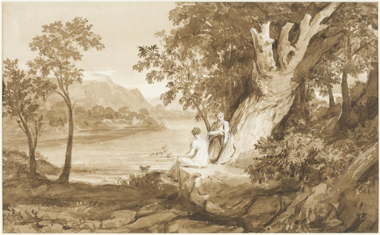 Illustration til Comus, 1811 (pen & blæk og vask på papir) af Samuel John Stump