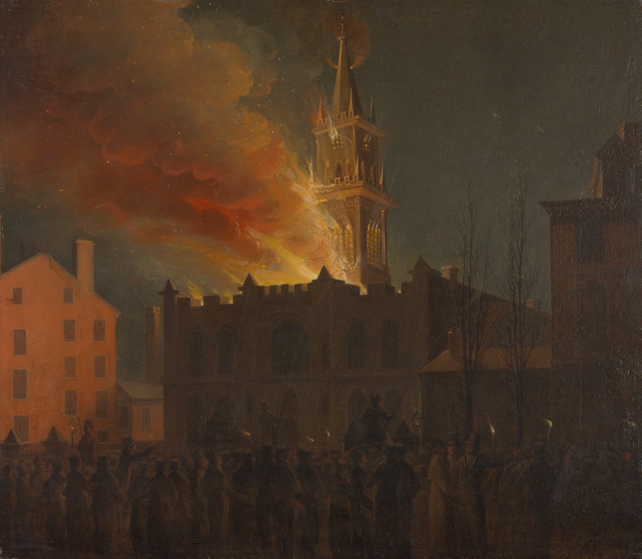 Brand i frimurerhallen, Chestnut Street, Philadelphia, Pennsylvania af Samuel Jones