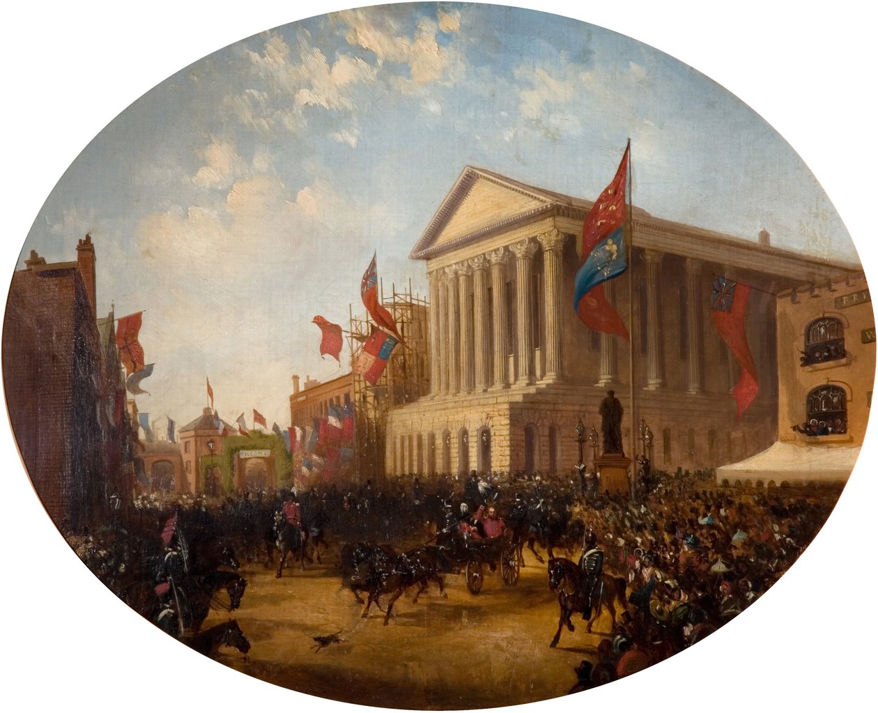 Hertugen af Cambridge forlader rådhuset, Birmingham, 1857. af Samuel Lines