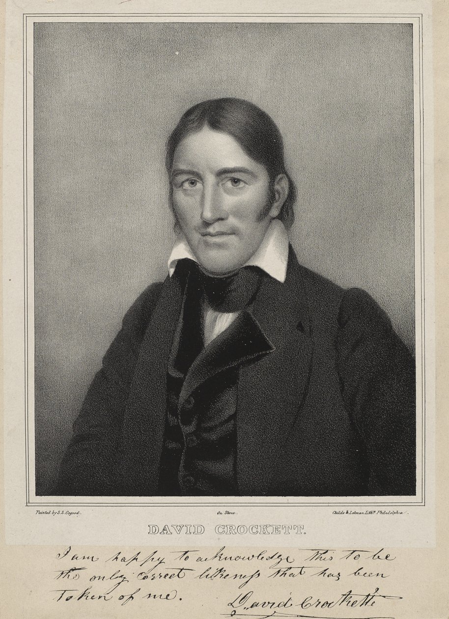 David Crockett, ca. 1835 (litografi på chine collé) af Samuel Osgood