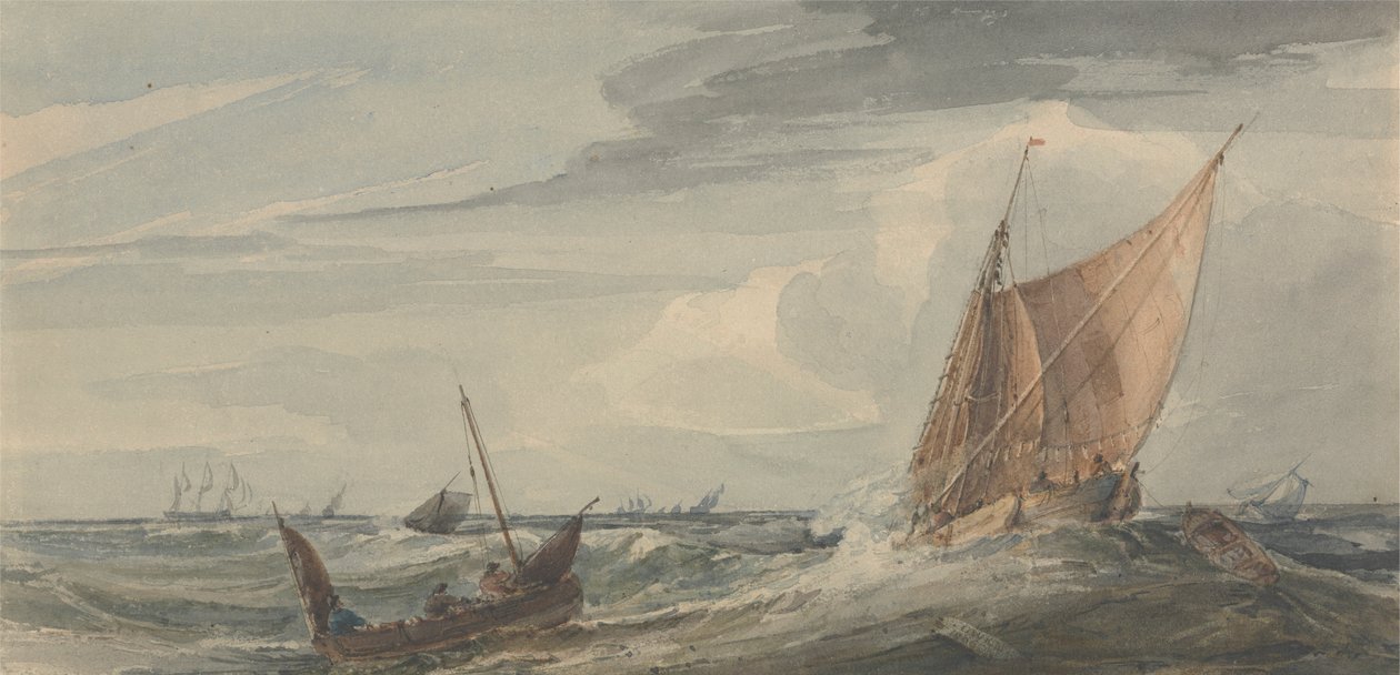 Skibe på et stormfuldt hav af Samuel Owen