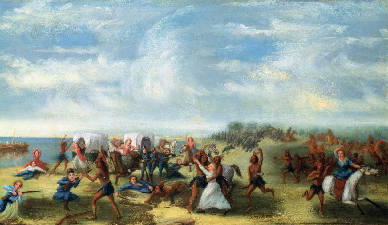 Fort Dearborn-massakren den 15. august 1812 af Samuel Page