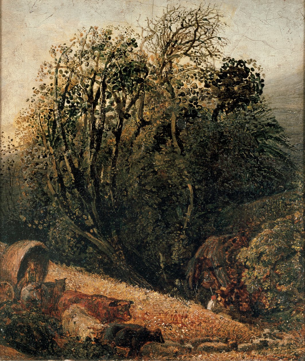 En kornmark omkranset af træer, c1833-1834 af Samuel Palmer