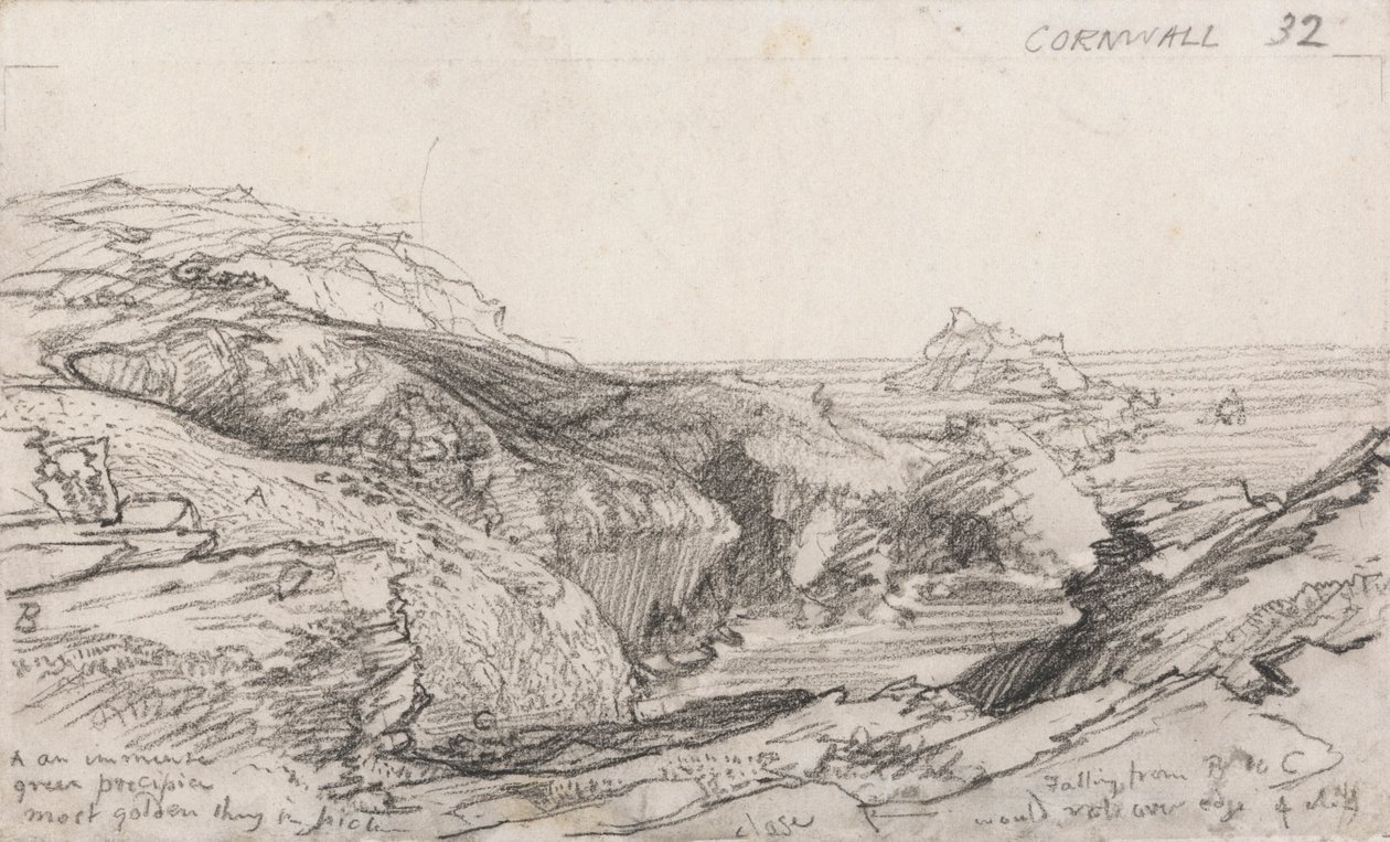 En side fra en kornisk skitsebog: Cornwall 32 af Samuel Palmer