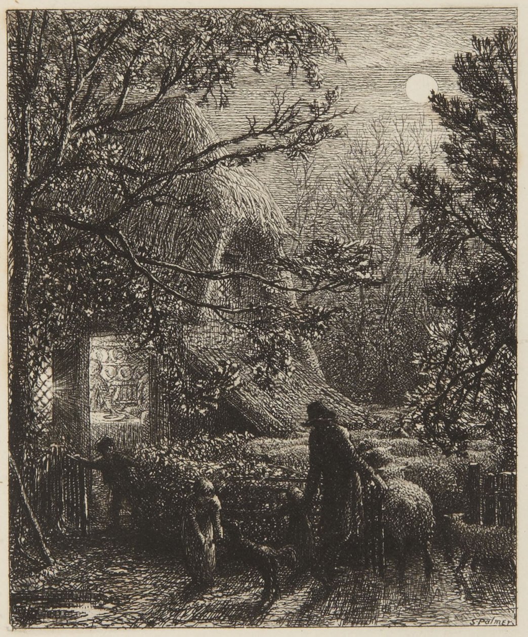 Jul eller at drive det sidste får ind i folden af Samuel Palmer