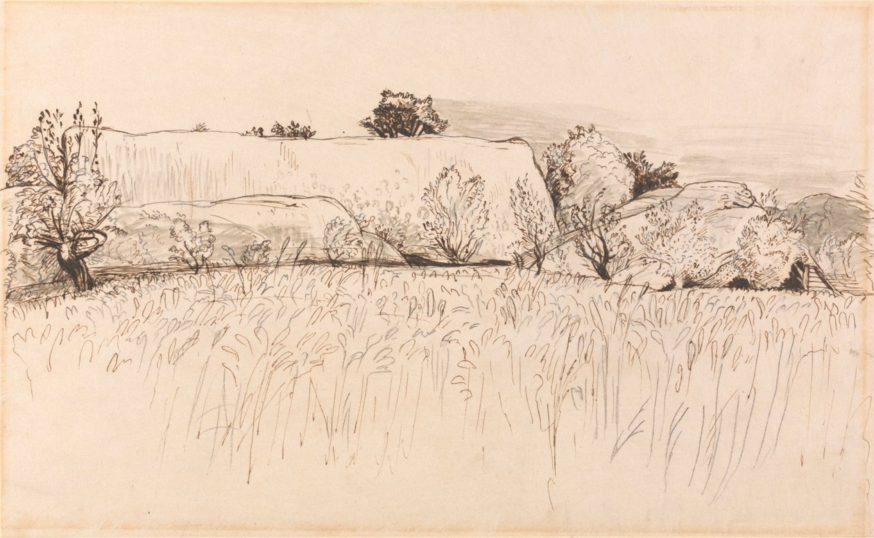 Kornmarker med lade, Shoreham af Samuel Palmer