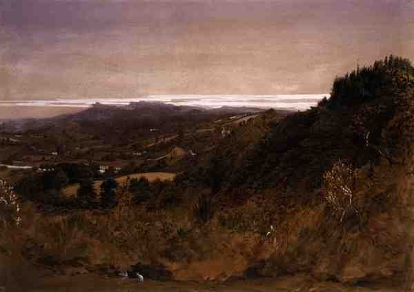 Nær Underriver, Sevenoaks, Kent (akvarel på papir) af Samuel Palmer