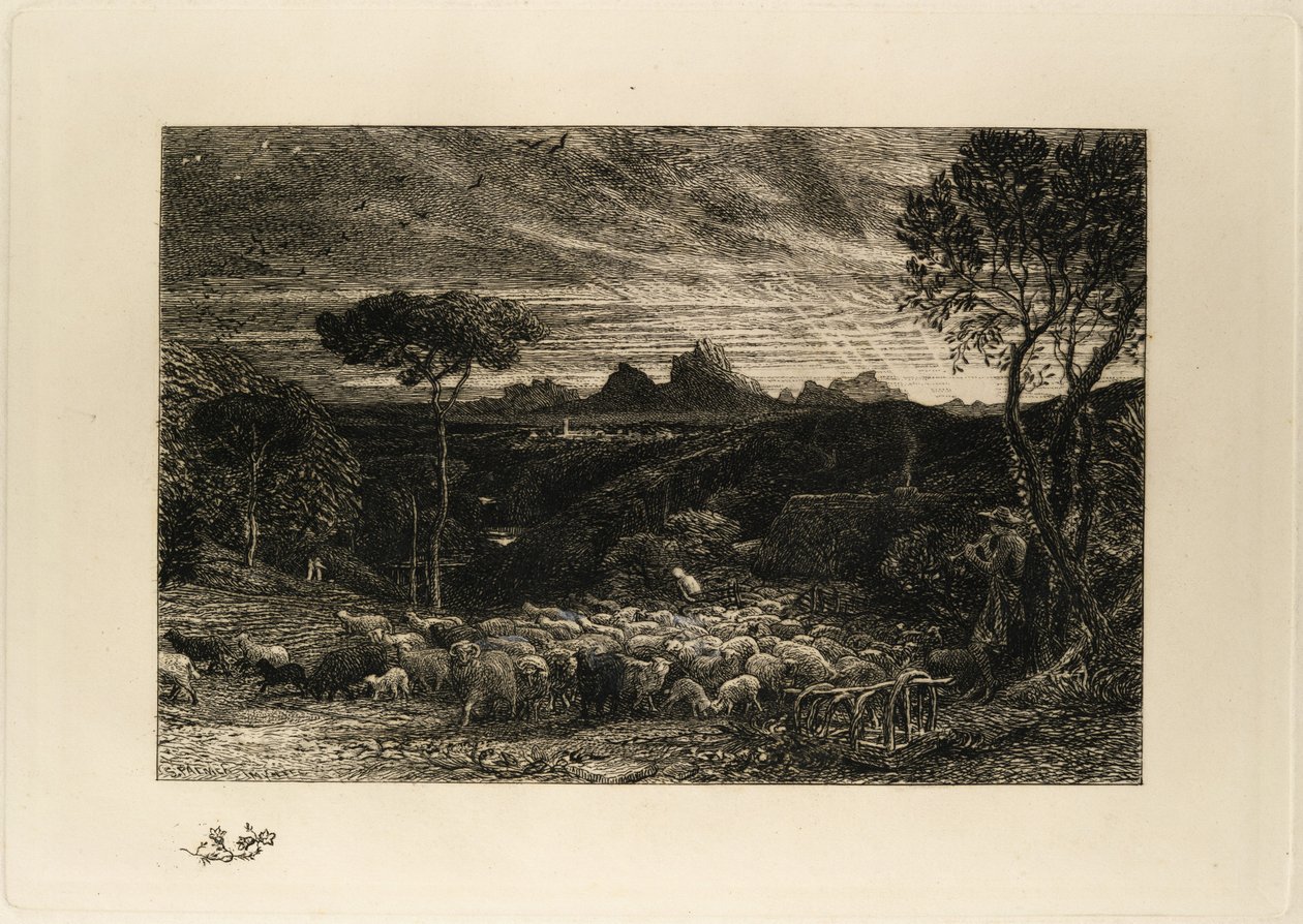 Åbning af folden, eller Tidlig morgen af Samuel Palmer