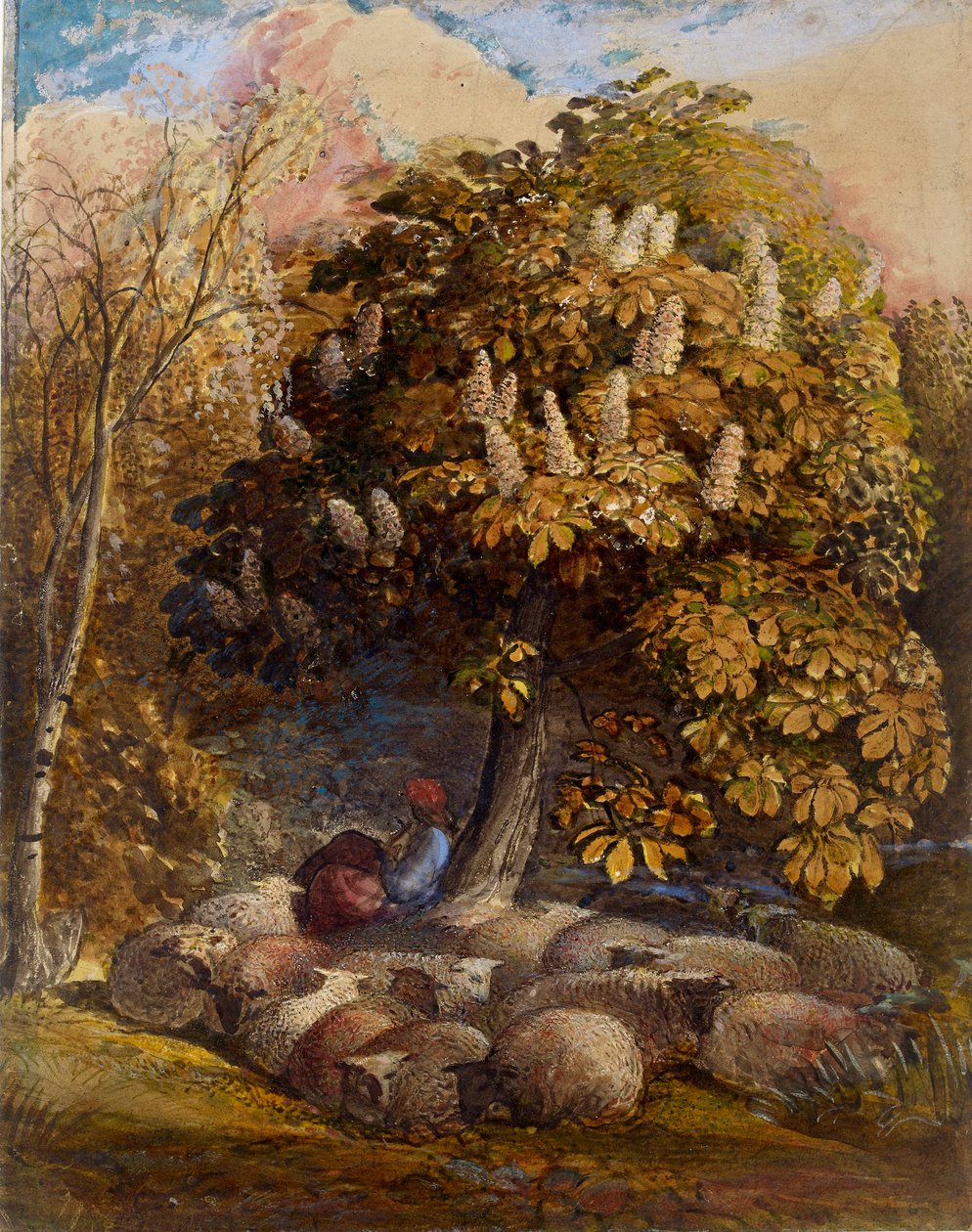 Pastoral med et hestekastanjetræ, c1830-1831 af Samuel Palmer