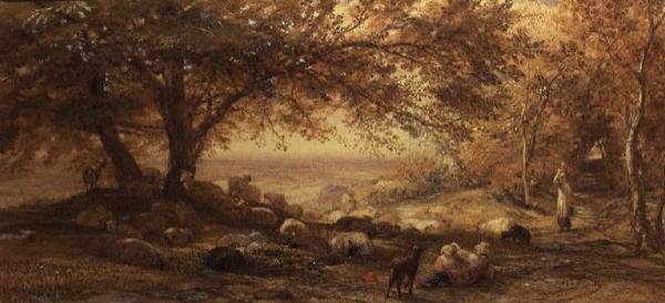 Shady Quiet (akvarel) af Samuel Palmer