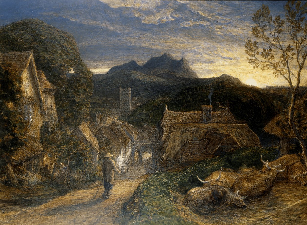 The Bellman (akvarel og kropsfarve ombord) af Samuel Palmer