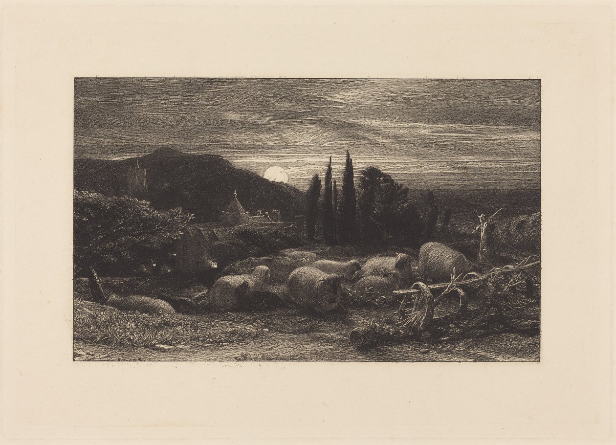 Den opgående måne eller En engelsk pastoral af Samuel Palmer