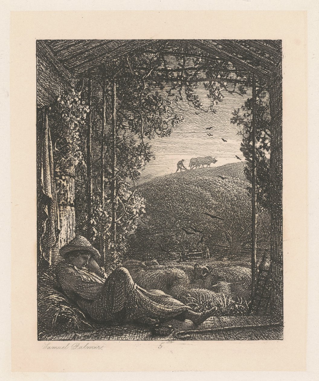 Den sovende hyrde af Samuel Palmer