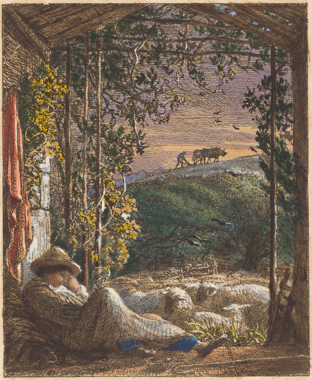 Den sovende hyrde; Tidlig morgen af Samuel Palmer