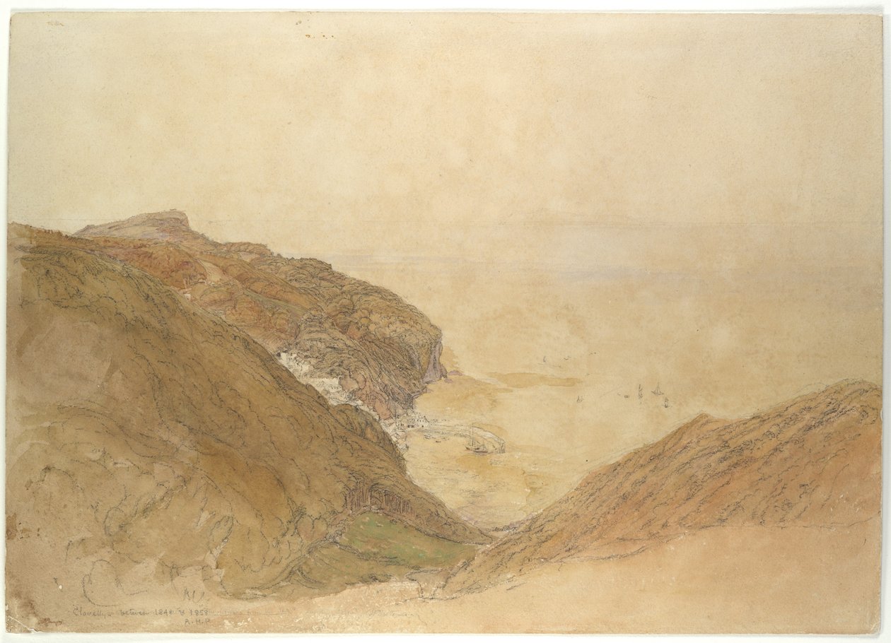 Udsigt over Clovelly, Devon af Samuel Palmer