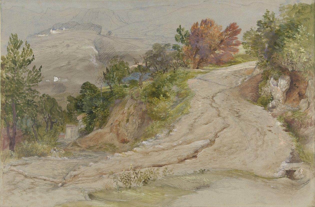 Vej i et italiensk bjerglandskab af Samuel Palmer