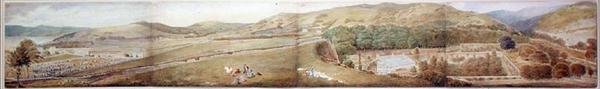 Sketch for a Panorama - The Town of Largs, Ayrshire, juli 1856 (akvarel over blyant på papir) af Samuel Parlber
