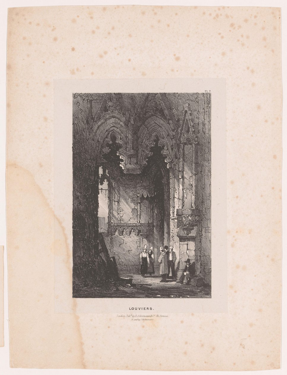 Interiør af en kirke i Louviers Louviers (titel på objekt) Interiør (serietitel) Interiør (serietitel) af Samuel Prout (attributed to)