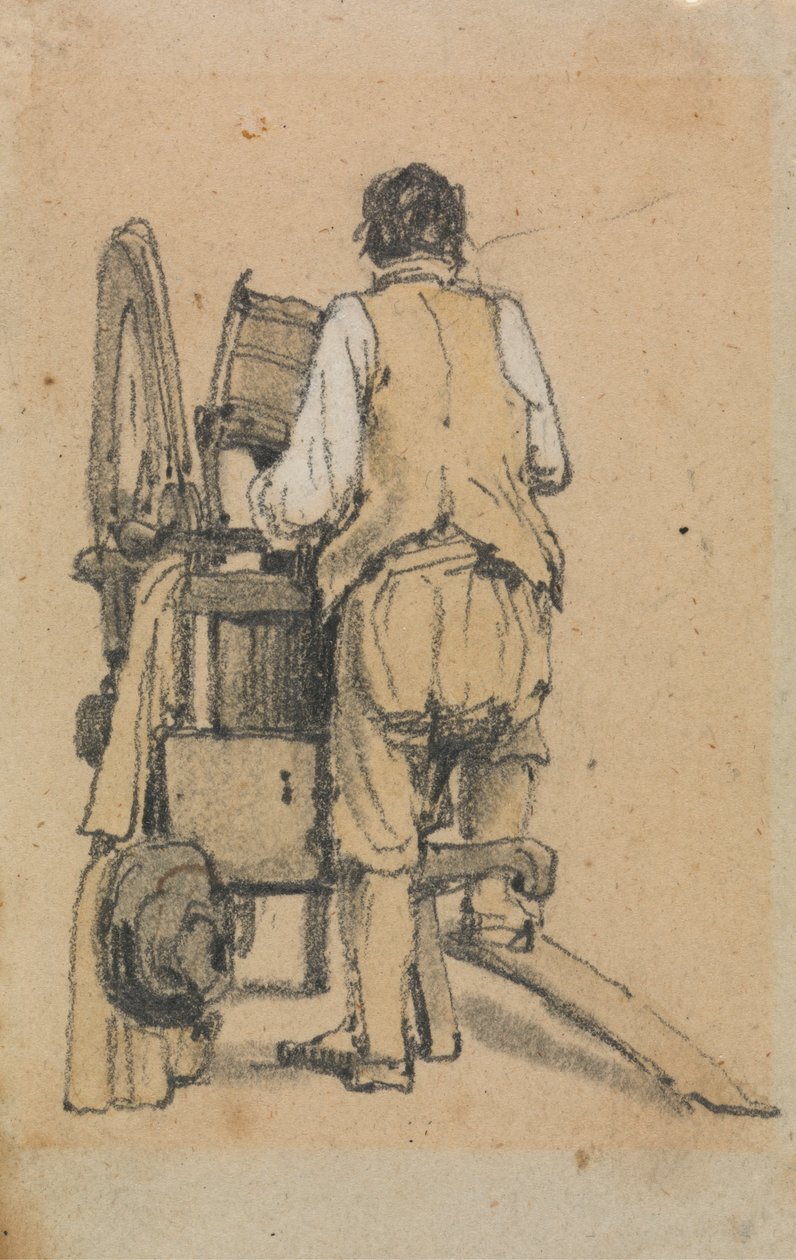En arbejder set bagfra at betjene en maskine af Samuel Prout
