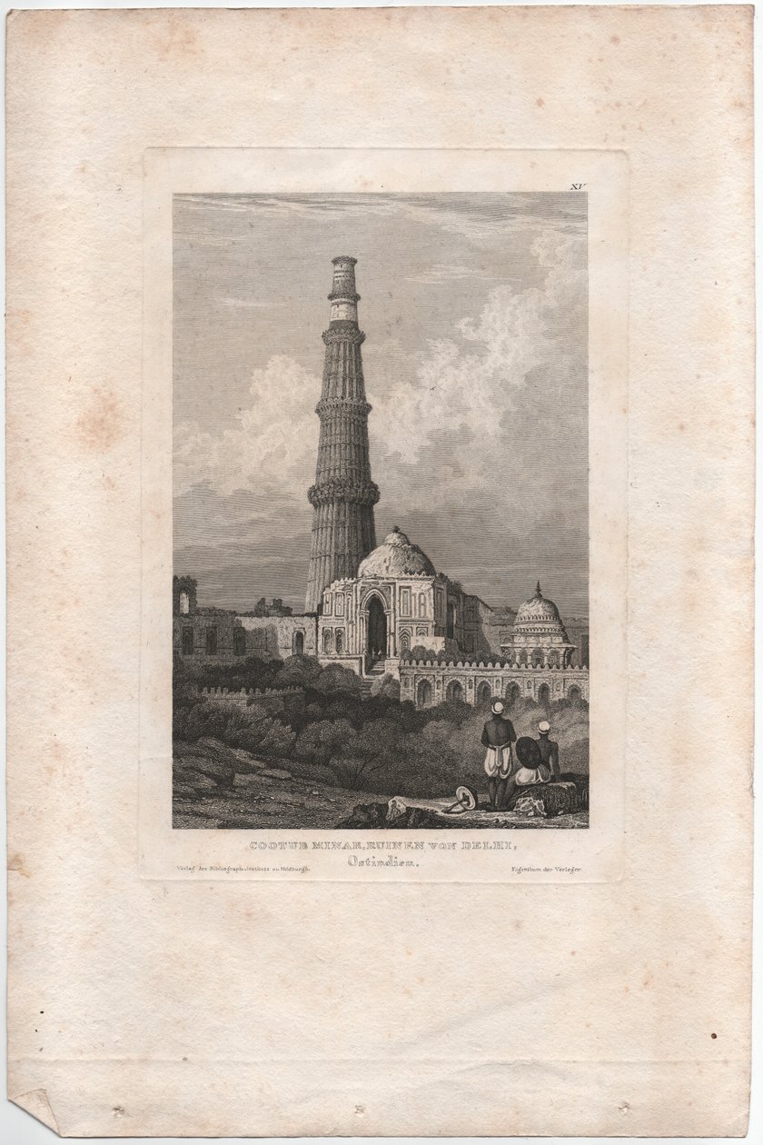 Cootub Minar, Delhi-ruinerne af Samuel Prout