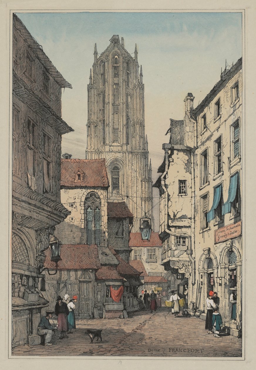 Facisimilies af skitser lavet i Flandern og Tyskland: Dome, Frankfurt, ca. 1833. af Samuel Prout