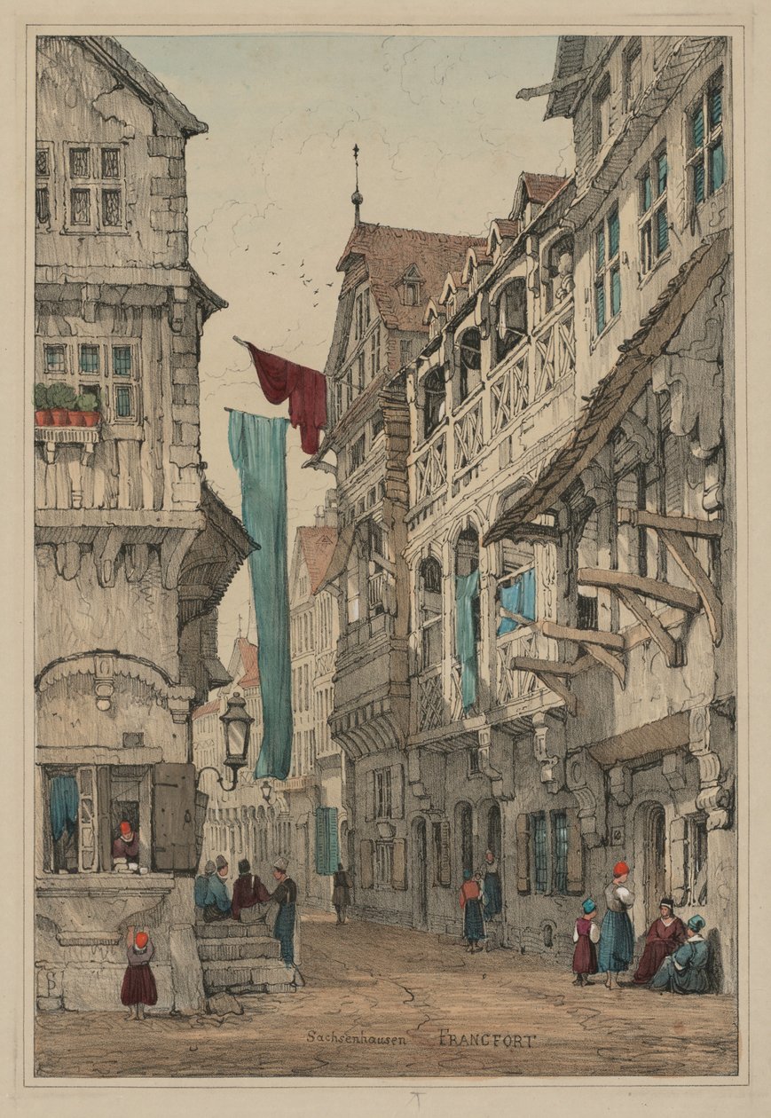 Facisimilies af skitser lavet i Flandern og Tyskland: Sachsenhausen Frankfurt, 1833. af Samuel Prout