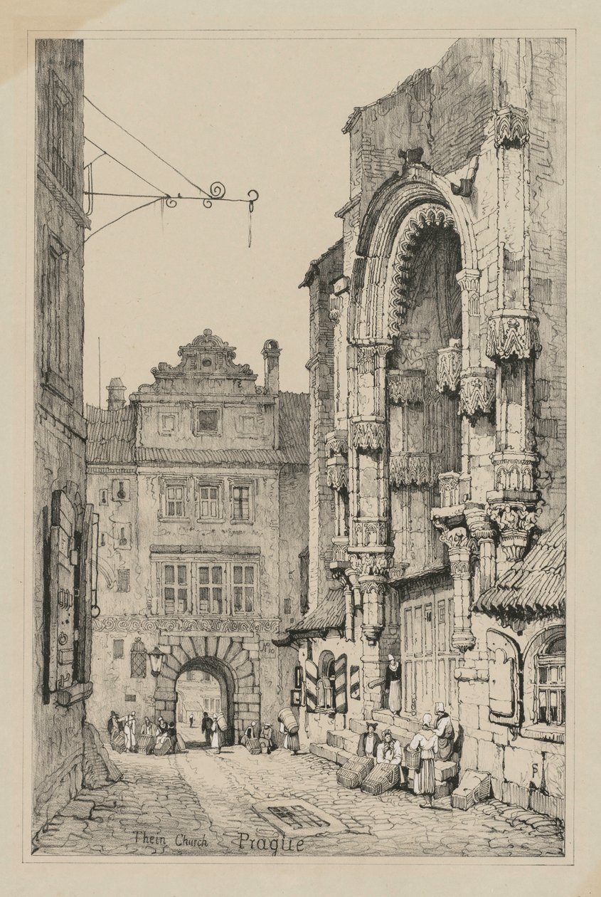 Facisimilies af skitser lavet i Flandern og Tyskland: Thein Church, Prag, 1833. af Samuel Prout