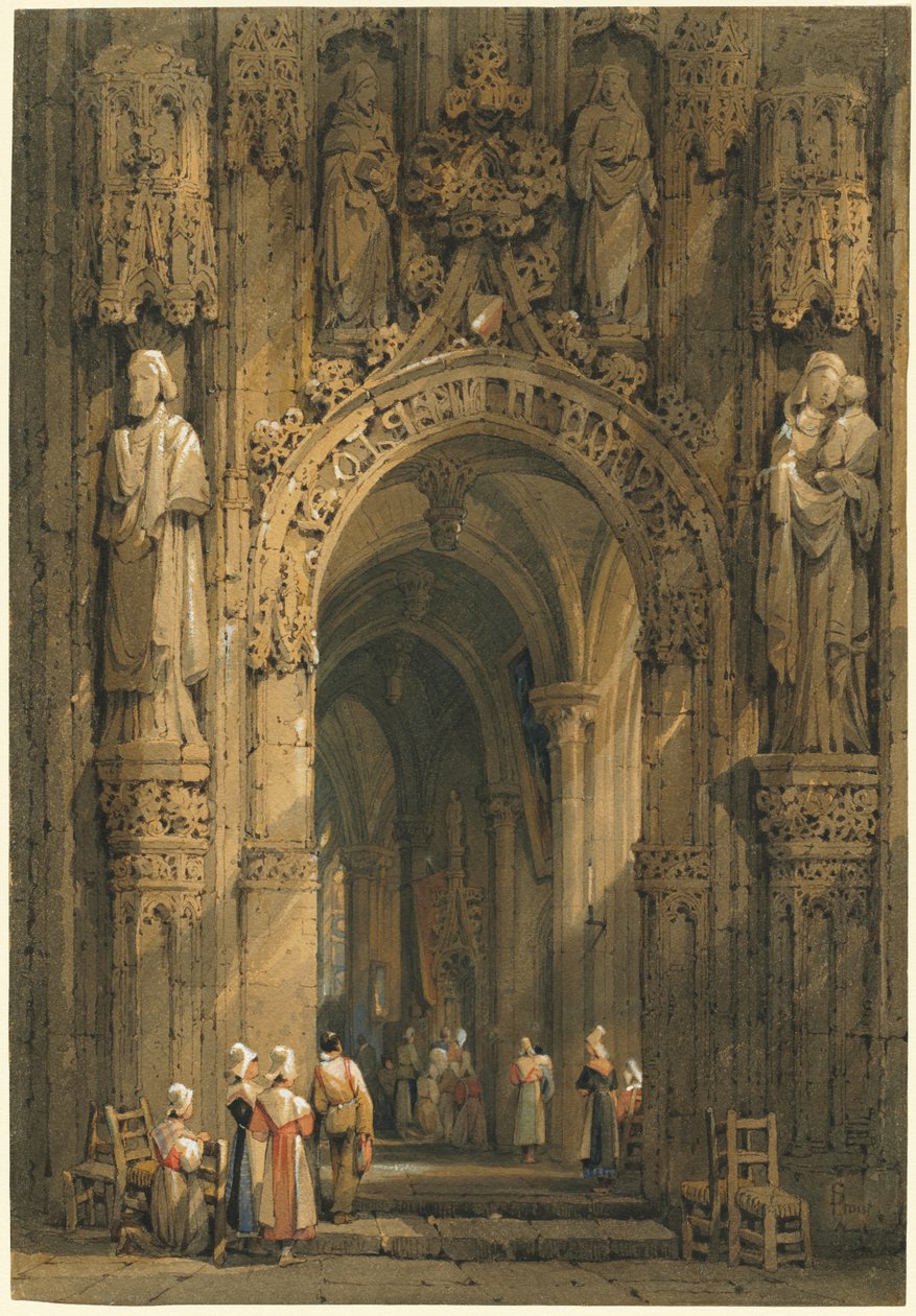 Interiør i en katedral af Samuel Prout
