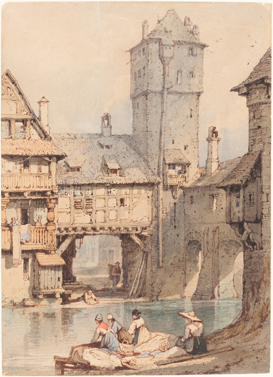 Vaskerier før Wasserturm, Nürnberg af Samuel Prout