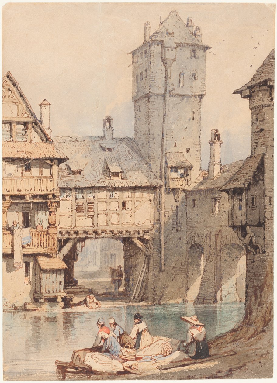 Vaskekoner foran Wasserturm, Nürnberg af Samuel Prout