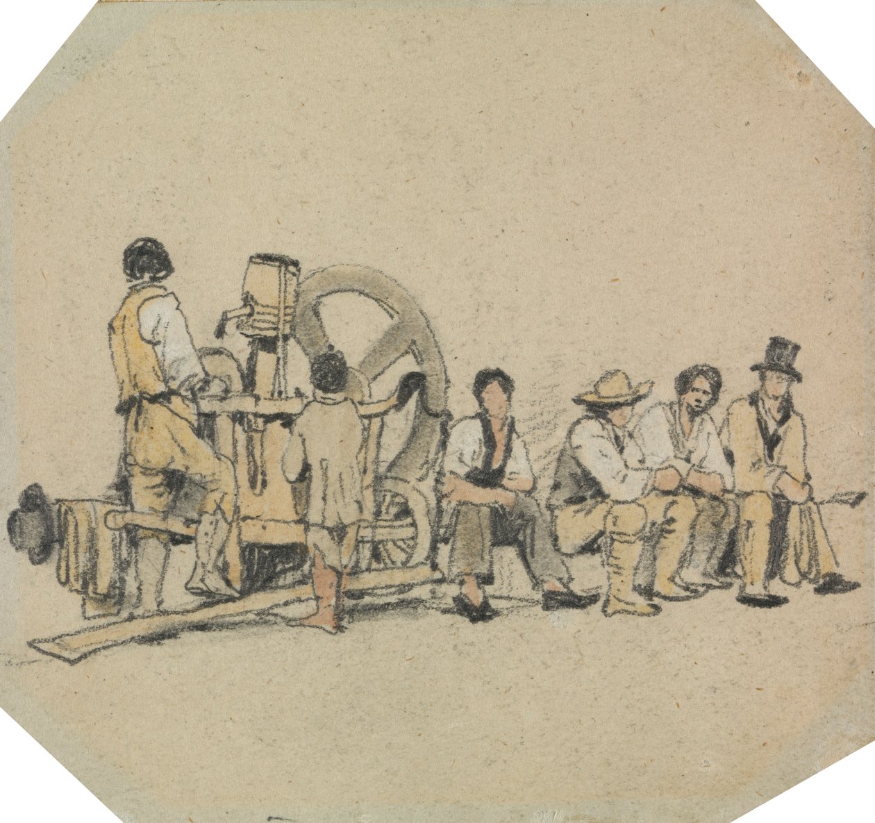 Mekanisk kværn med figurer af Samuel Prout
