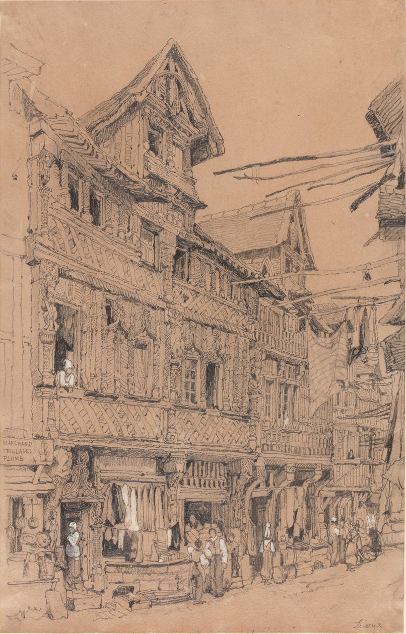 Den gamle gade i Lisieux, ca. 1820 (akvarel på papir) af Samuel Prout