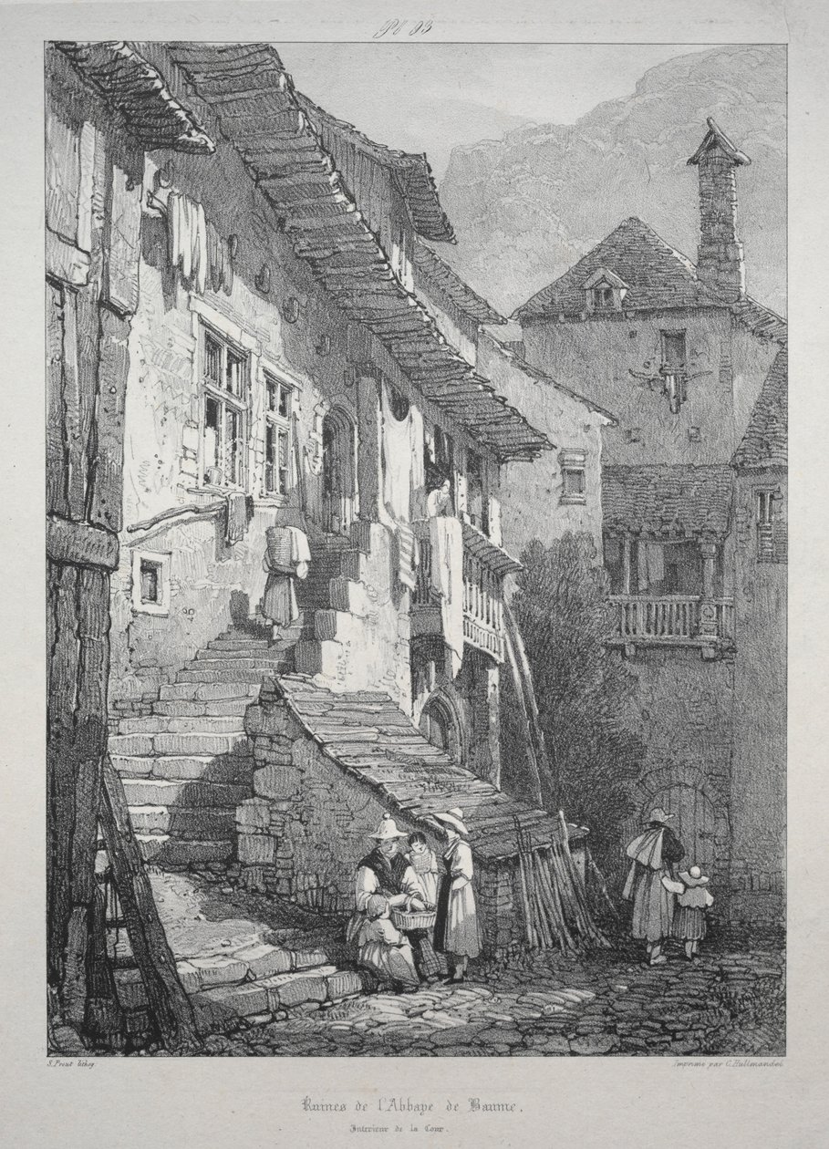 Ruinerne af Abbey of Baume. Rettens indre. af Samuel Prout