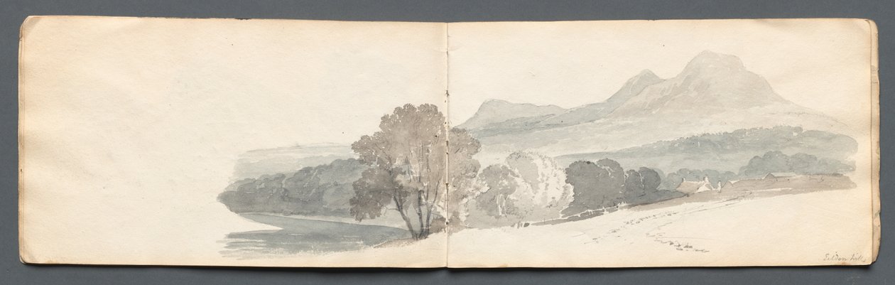 Skitsebog: Eildon Hills af Samuel Prout