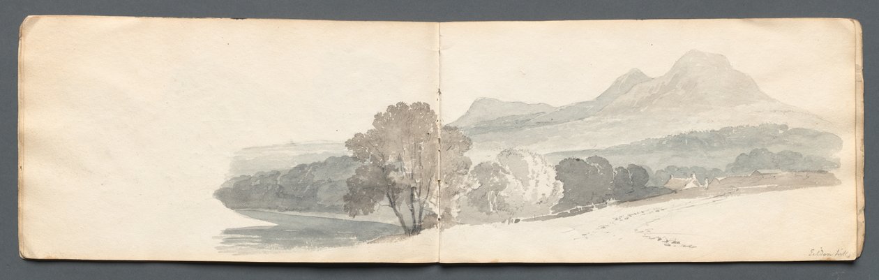 Skitsebog: Eildon Hills, 1814. af Samuel Prout
