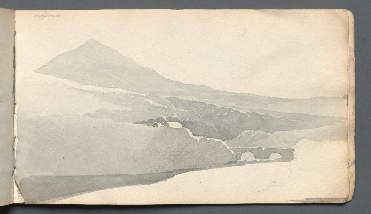 Skitsebog: Bjerget landskab med bro, 1814. af Samuel Prout