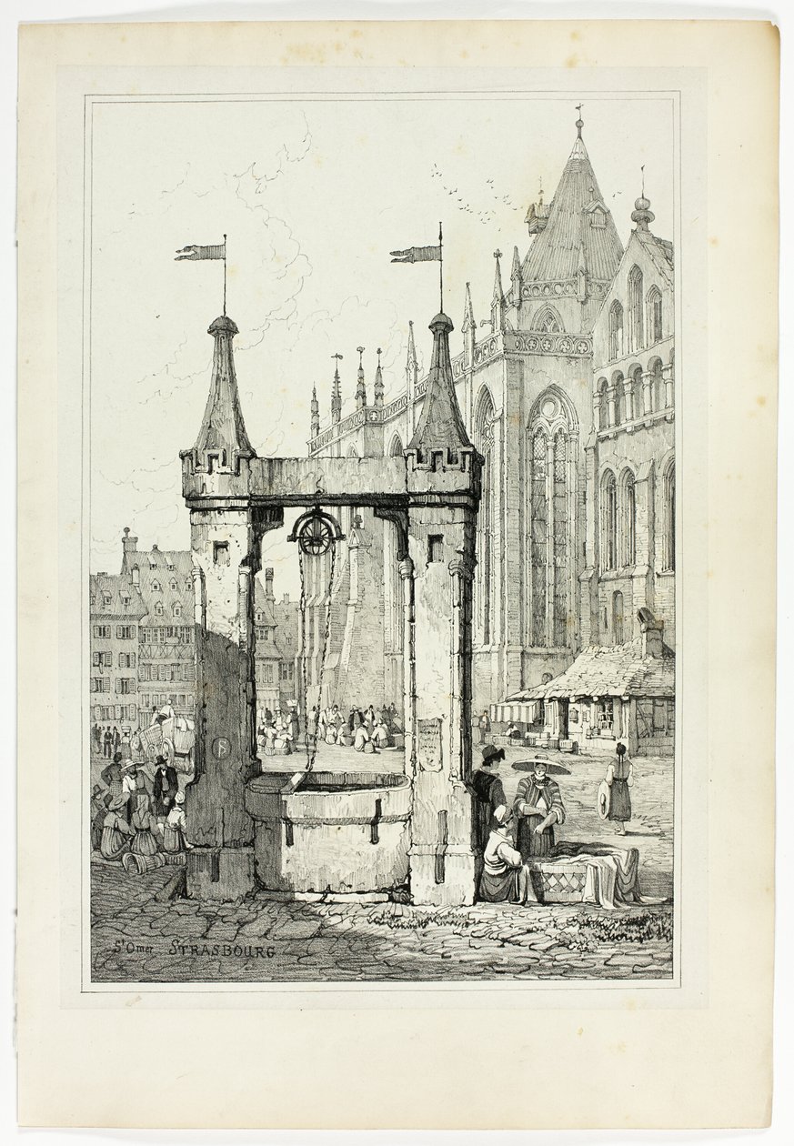 St Omer, Strasbourg, fra faksimiler af skitser lavet i Flandern og Tyskland af Samuel Prout