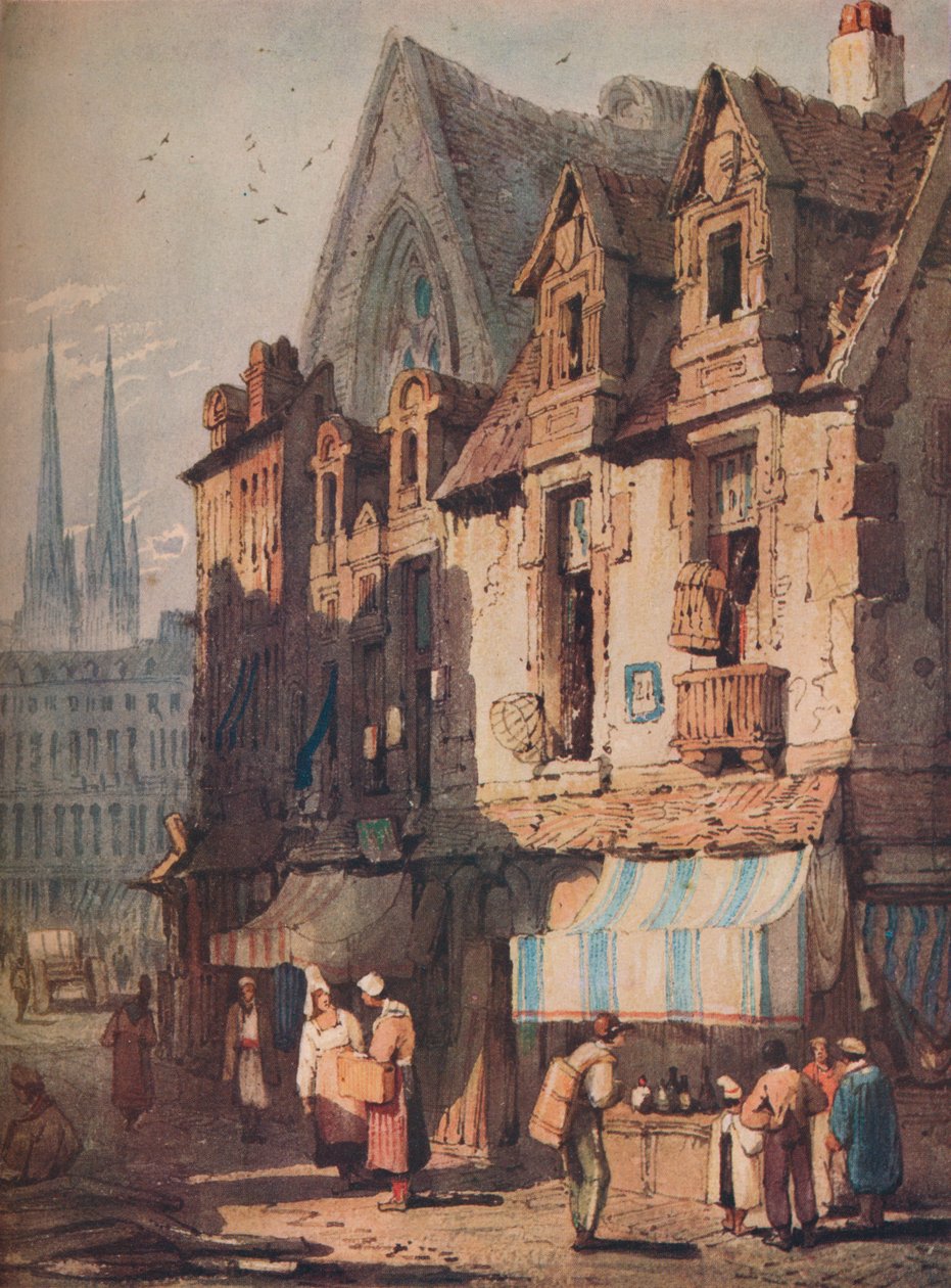 Gadebillede, Bayeux, Normandiet, c1828 af Samuel Prout