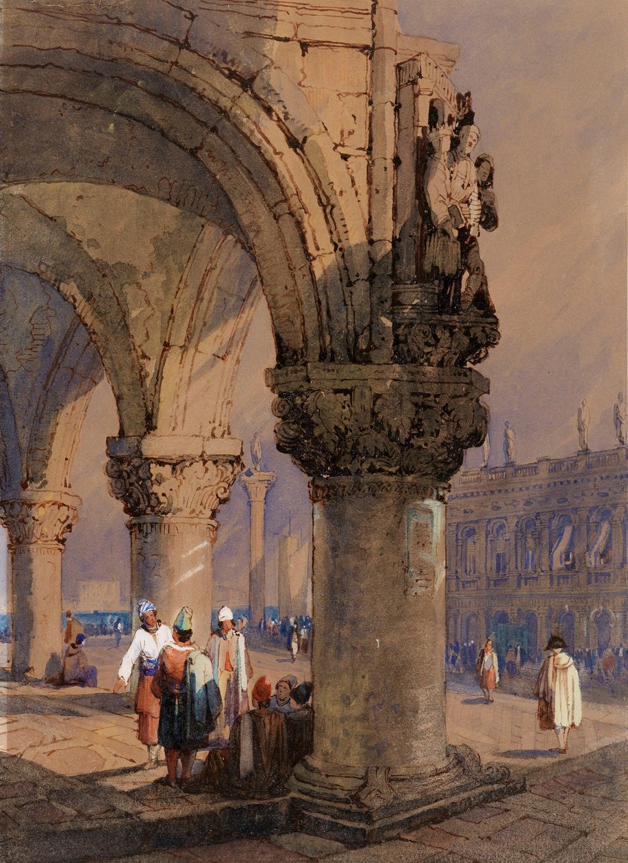 Søjlegangen ved Dogepaladset, Venedig af Samuel Prout