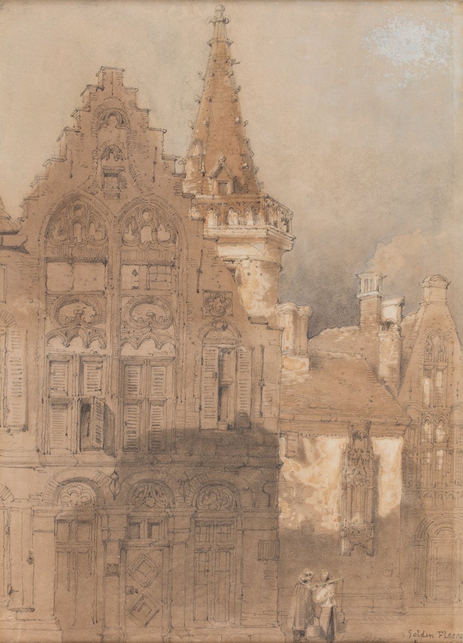 Det gyldne skind, Brugge, ukendt dato (akvarel på papir) af Samuel Prout
