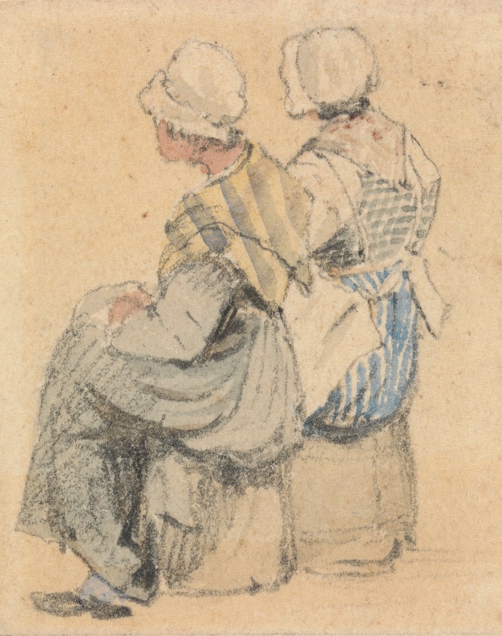 To Bondepiger, siddende af Samuel Prout