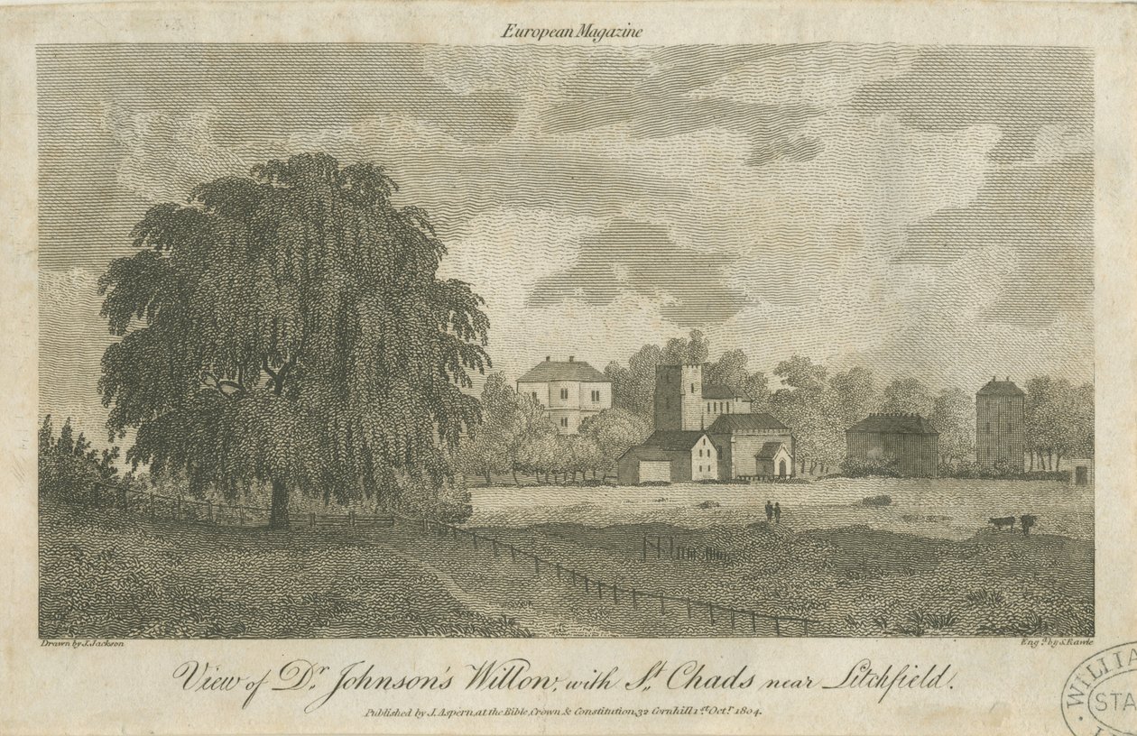 Lichfield - "Dr. Johnsons" Willow Tree: gravering, nd [c 1804] af Samuel Rawle