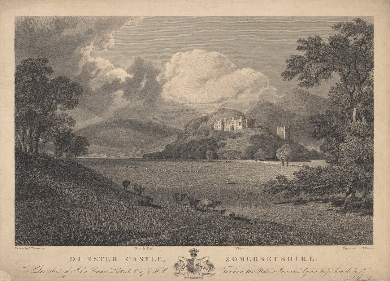 Nordøst udsigt over Dunster Castle, Somersetshire af Samuel Rawle