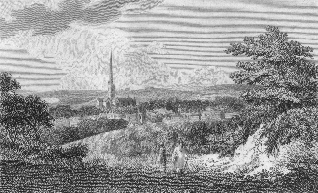 Salisbury, fra London Road, 1805 af Samuel Rawle