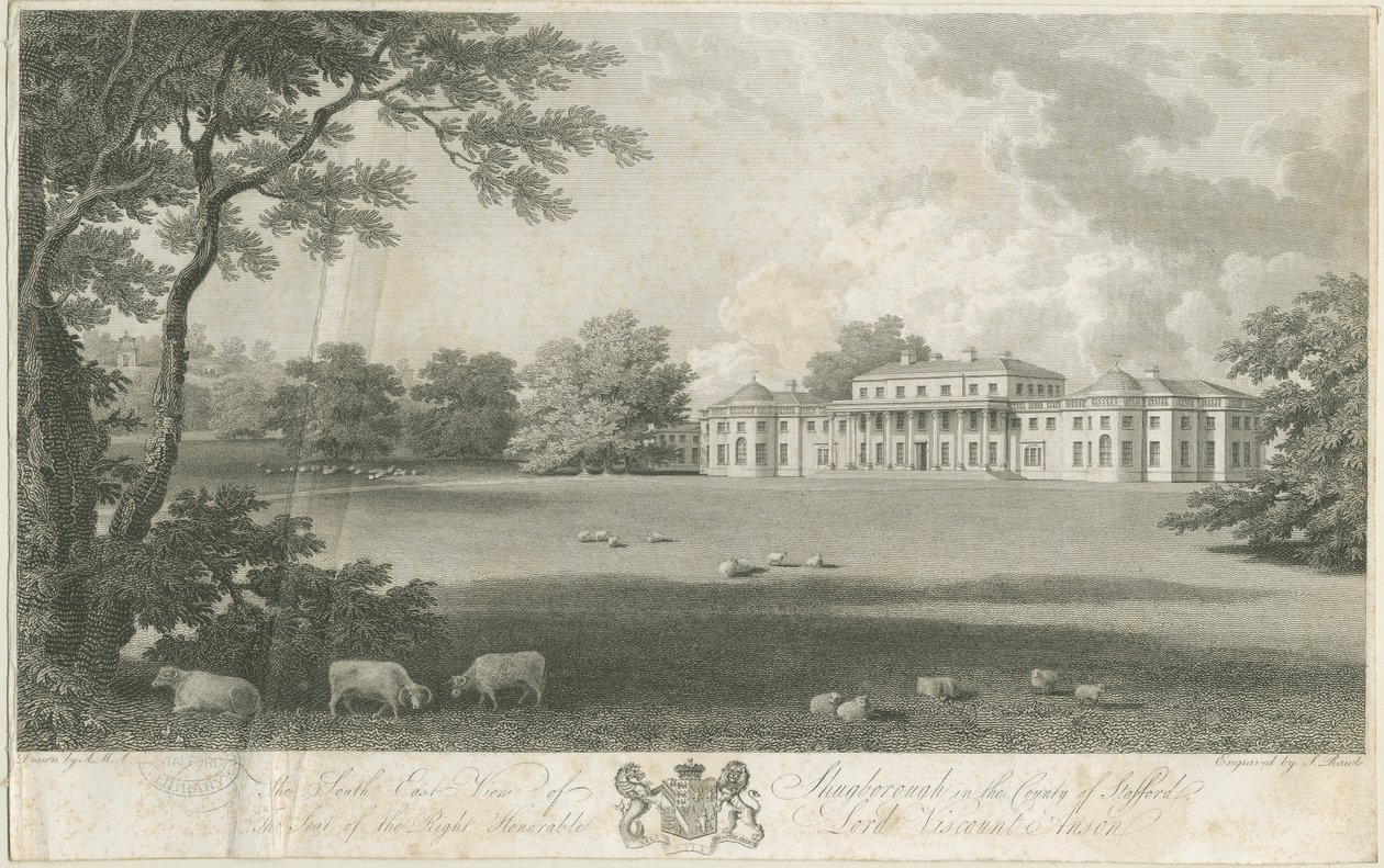 Shugborough Hall: gravering, nd [c 1802] af Samuel Rawle