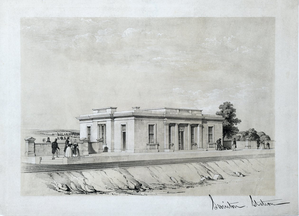 Swinton Station, c1840 (tonet litografi på papir) af Samuel Russell