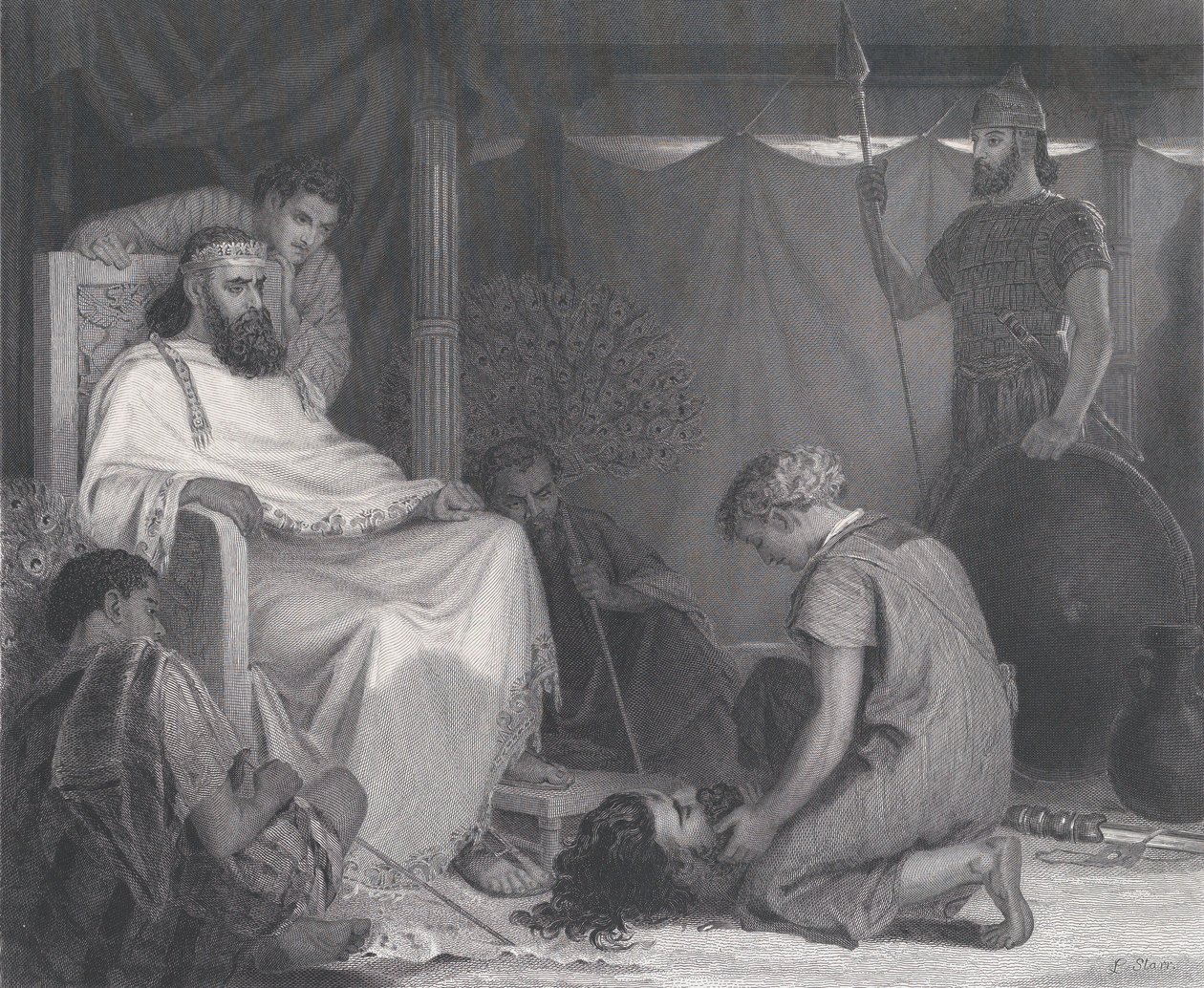 David Brought Before Saul, fra The Art Journal, overfor s. 100, april 1871. af Samuel S. Smith