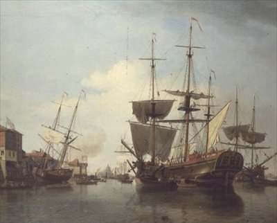 Kulskib på Themsen nær Deptford af Samuel Scott