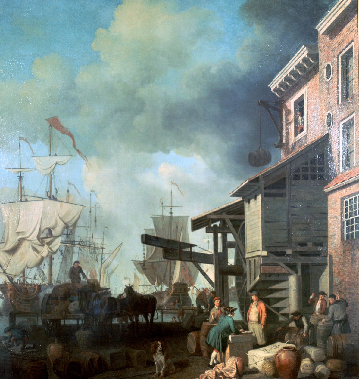 Maleri af Old Custom House Kaj, 1700-tallet af Samuel Scott